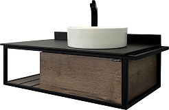 Comforty Тумба с раковиной Лиссабон 95 R подвесная дуб темный – фотография-1