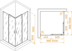 RGW Душевой уголок Passage PA-030B 100x100 профиль черный стекло матовое сатинат – фотография-3