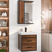 Misty Мебель для ванной Кедр 50 L подвесная орех/черная