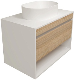 Teymi Тумба под раковину Ritta 75 подвесная белый/дуб – фотография-3
