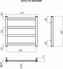 Terminus Полотенцесушитель водяной Ното П4 500x500 хром – фотография-3