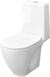 Керамин Унитаз-компакт Трино R безободковый с сиденьем дюропласт Slim с микролифтом – фотография-2