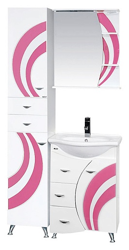 Misty Мебель для ванной Каролина 60 3 ящика R розовое стекло – фотография-4