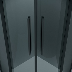 Grossman  Душевой уголок Cosmo 80x80x195 четверть круга профиль черный матовый стекло тонированное – фотография-8