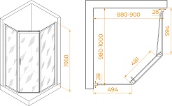RGW Душевой уголок Passage PA-86 90x100 профиль хром стекло прозрачное – фотография-3