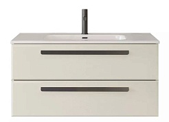 Cezares Тумба с раковиной Eco Cer-N 100 брашированная альпака CZR-8095-100 ручки чёрные – фотография-1