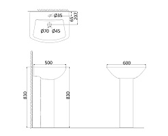 Creo Ceramique Раковина с пьедесталом TOURS 60х50 – фотография-2