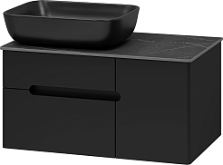 Misty Тумба с раковиной Роял 80 подвесная черная матовая – фотография-4