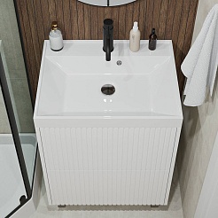 Vivon Тумба с раковиной Kristi 60 белая матовая рифленая – фотография-3