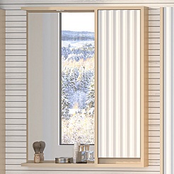 Brevita Зеркальный шкаф Balaton 65 R белый/бежевый – фотография-5