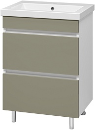 Misty Тумба под раковину Майна 60 2 ящика хаки/белая – фотография-2