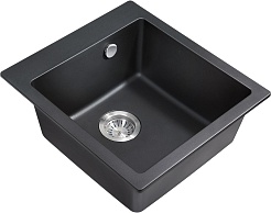 Milacio Мойка кухонная Murcia 46 Cuarzo черная матовая – фотография-1