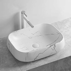Ceruttispa Раковина накладная 56.5 CR0086 MMW2 мрамор белый матовый – фотография-4