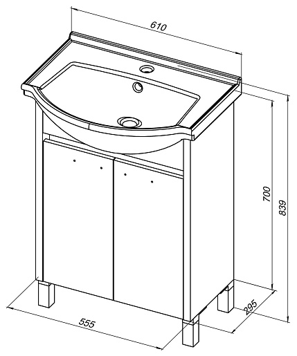 Aquanet Тумба под раковину Донна 60 белый дуб/белая – картинка-9