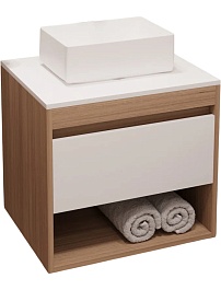 Teymi Тумба с раковиной Ritta 75 дуб эврика/белый матовый T60521 раковина T50304 – фотография-1