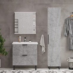 Volna Шкаф пенал Twing 40 белый/бетон – фотография-6