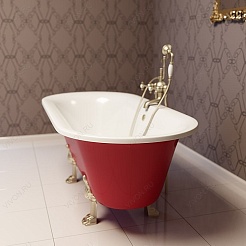 Фэма Ванна из литьевого мрамора Феррара (ножки хром, слив-перелив хром) – фотография-6