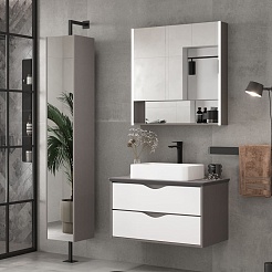 Equil Зеркальный шкаф Smile 80 лен антрацит – фотография-7