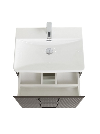 BelBagno Тумба с раковиной Due 60 подвесная Оружейная сталь ручки Матовый тёмный никель – фотография-10