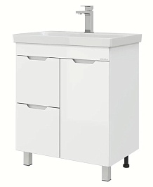 Onika Тумба под раковину Айленд 80 напольная белая с корзиной – фотография-1