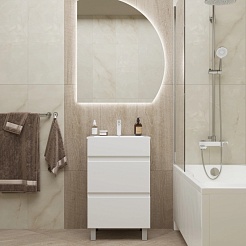 Mixline Тумба с раковиной Брикс 50 2 ящика белая – фотография-6