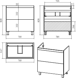 Misty Тумба под раковину Атлантик 80 2 ящика серый камень – фотография-2