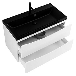 BelBagno Тумба с раковиной Marino 80 подвесная Bianco Lucido с раковиной 80/45 ART-AST-NERO – фотография-2