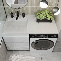 Vivon Тумба под раковину над стиральной машиной Harper 120 напольная белый глянец – фотография-13