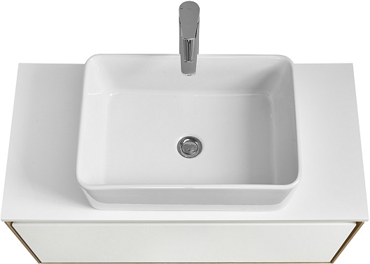 Акватон Мебель для ванной с белой столешницей Либерти 90 Mila 50 белая/дуб эльвезия – картинка-3