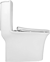 Azario Унитаз-моноблок Luna AZ-1037 безободковый с бачком с сиденьем микролифт белый – фотография-3
