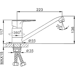 Frap Смеситель для кухни H702 F49702-B хром – фотография-3