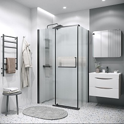 Grossman Боковая стенка Pragma 80x195 профиль черный матовый стекло шиншилла – фотография-3