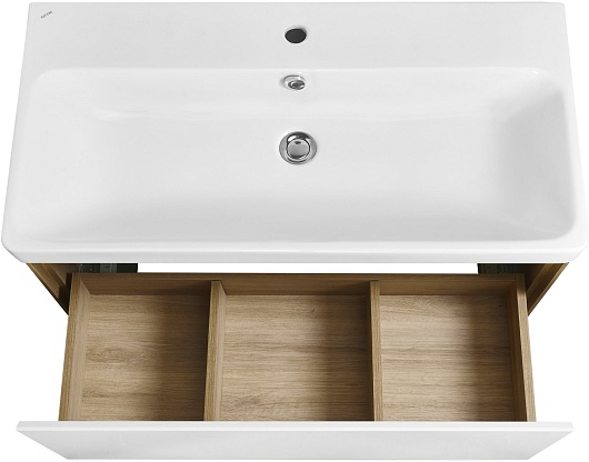 Акватон Тумба под раковину Либерти 90 белая/дуб эльвезия – фотография-20