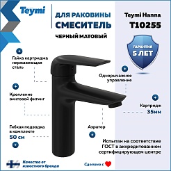 Teymi Смеситель для раковины Hanna T10255 черный матовый – фотография-11