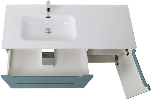 BelBagno Тумба под раковину Etna 120 L подвесная голубая матовая – фотография-6