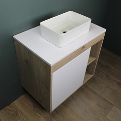 Teymi Тумба с раковиной Nura 80 Helmi Mini 38 подвесная дуб/белый – фотография-3