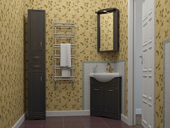 Какса-а Пенал для ванной Патина 30 черный с золотом – фотография-3