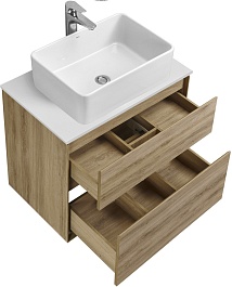 Акватон Мебель для ванной с белой столешницей Либерти 60 Mila 50 дуб эльвезия – фотография-3