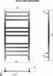 Terminus Полотенцесушитель электрический Ното П10 500x1050 хром – фотография-3