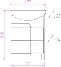 Onika Тумба с раковиной Стиль 60.13 белая/ясень шимо светлый – фотография-6