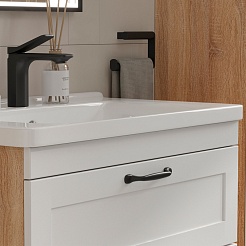 Equil Тумба под раковину Lago 80 2 ящика подвесная белая/дерево – фотография-6