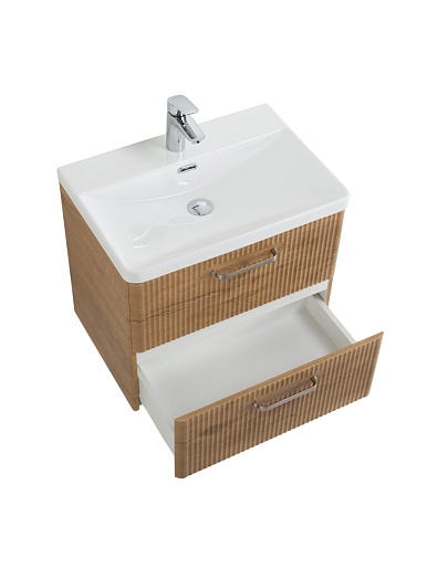 BelBagno Тумба с раковиной Due 60 подвесная Rovere Nature ручки Матовый атласный никель – картинка-7