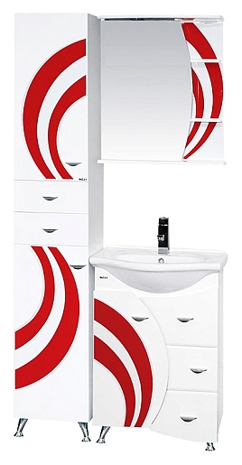 Misty Тумба с раковиной Каролина 60 3 ящика L красное стекло – картинка-5