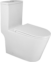 Azario Унитаз-моноблок Scala AZ-8101 безободковый с бачком с сиденьем микролифт белый – фотография-1