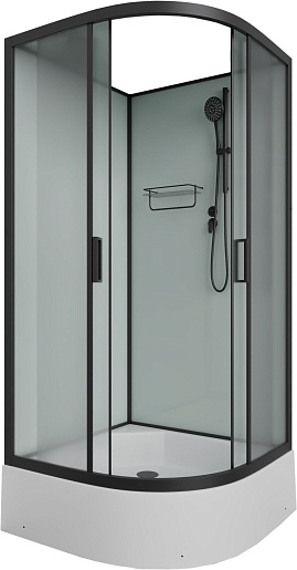 Frank Душевая кабина F400/1 M black без крыши профиль черный стекло матовое – фотография-2