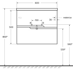 Cezares Тумба с раковиной Duet 60 подвесная CZR-8073-60 bianco lucido – фотография-9