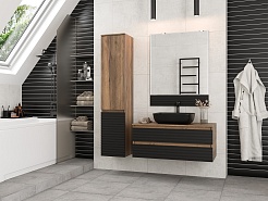 Brevita Шкаф пенал Dakota 35 L дуб галифакс олово/черный кварц – фотография-12