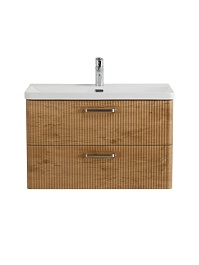 BelBagno Тумба с раковиной Due 80 подвесная Rovere Nature ручки Матовый атласный никель – фотография-6