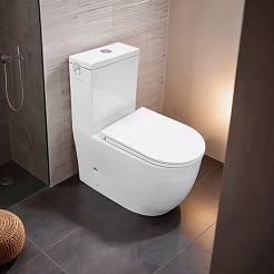 Azario Унитаз-моноблок Velluto AZ-6281 безободковый с бачком с сиденьем микролифт белый – фотография-2