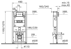 Vitra Унитаз подвесной с инсталляцией S20 9004B003-7204 кнопка хром – фотография-6